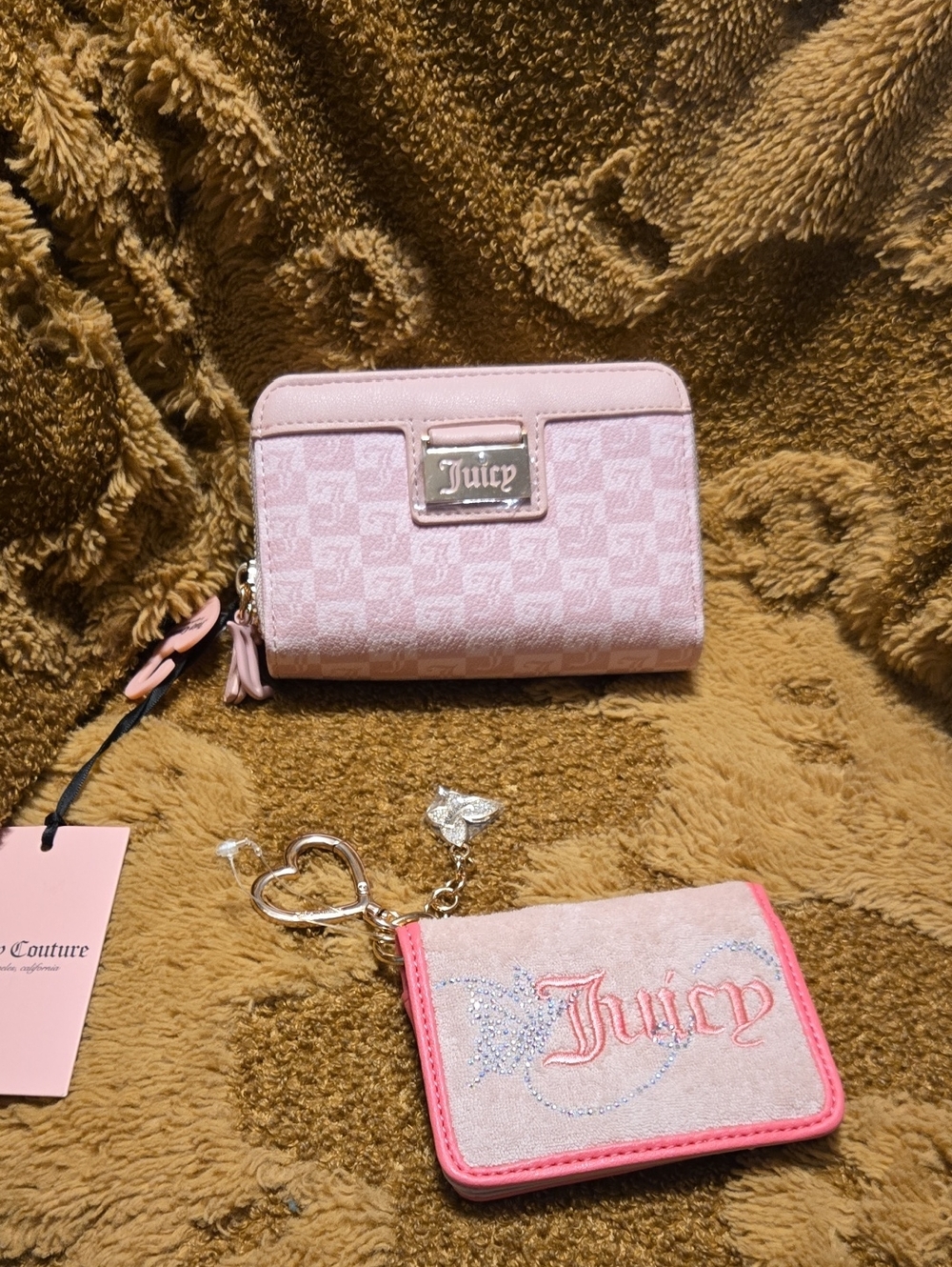Juicy Couture Light Pink Wallet and Pink Trim Card Holder Set